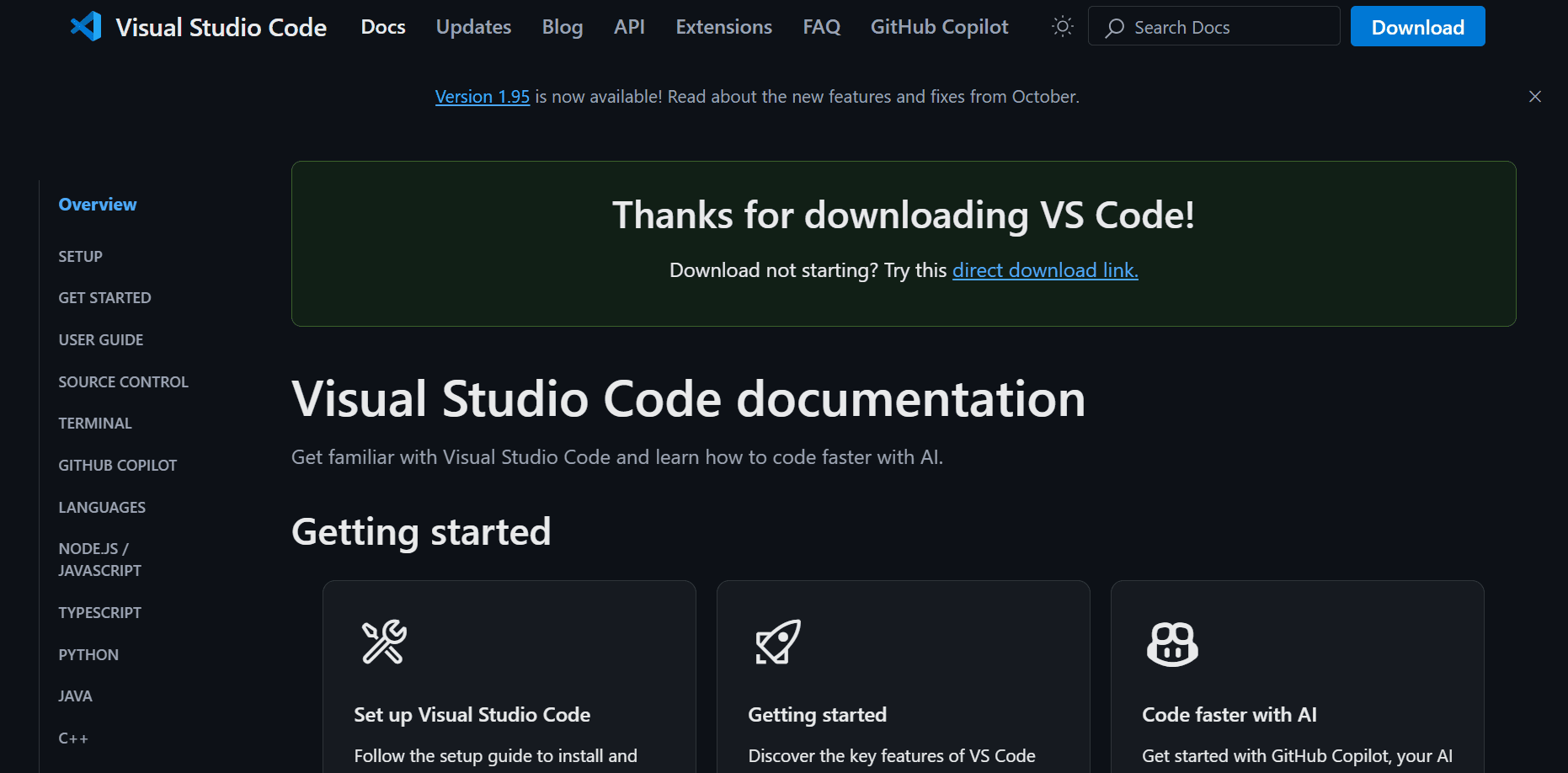 click on the download icon to download the visual studio code